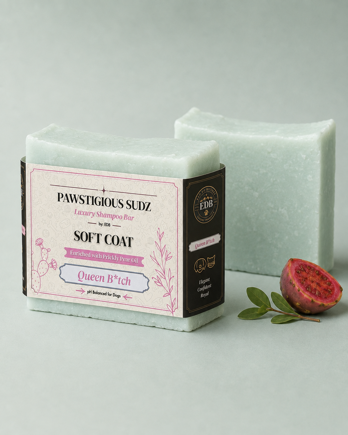 Eau Du Btches - Pawstigious Sudz Soft Coat Dog Shampoo Bar, Queen Btch Scent, 4 oz - Moisturizing with Shea Butter & Prickly Pear Seed Oil