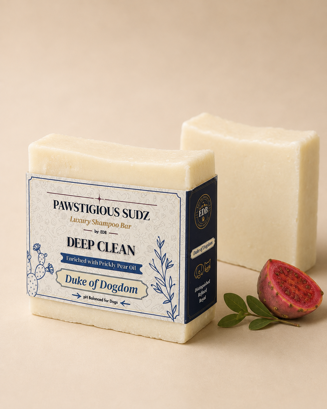 Eau Du Btches - Pawstigious Sudz Deep Clean Dog Shampoo Bar, Duke of Dogdom Scent, 4 oz - Cleansing with Kaolin Clay & Prickly Pear Seed Oil
