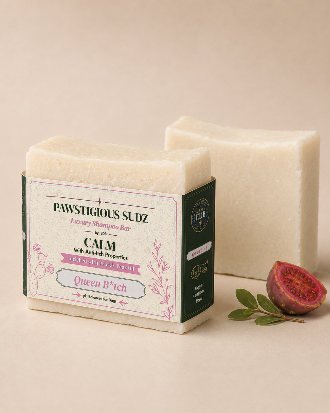 Eau Du Btches - Pawstigious Sudz Calm Dog Shampoo Bar, Queen Btch Scent, 4 oz - Gentle with Colloidal Oatmeal & Prickly Pear Seed Oil