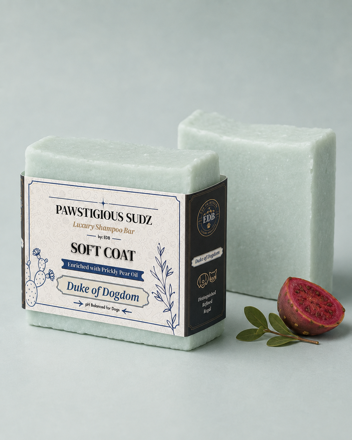 Eau Du Btches - Pawstigious Sudz Soft Coat Dog Shampoo Bar, Duke of Dogdom Scent, 4 oz - Moisturizing with Shea Butter & Prickly Pear Seed Oil
