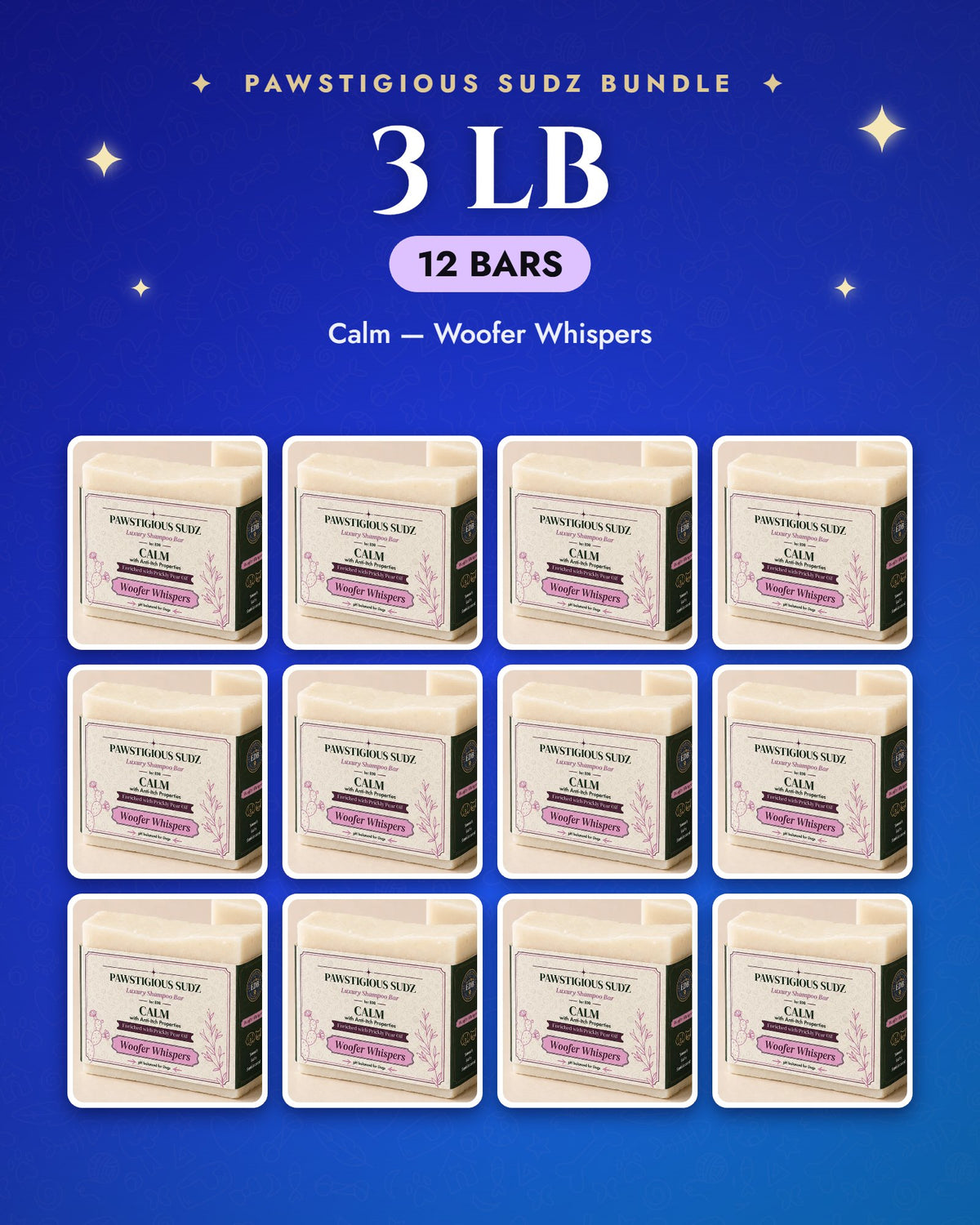 3 lb bundle — 12 Calm — Woofer Whispers bars