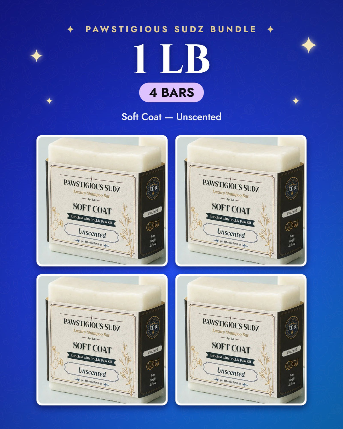 1 lb bundle — 4 Soft Coat — Unscented bars