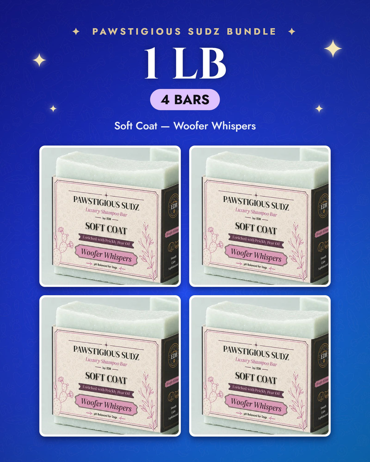 1 lb bundle — 4 Soft Coat — Woofer Whispers bars
